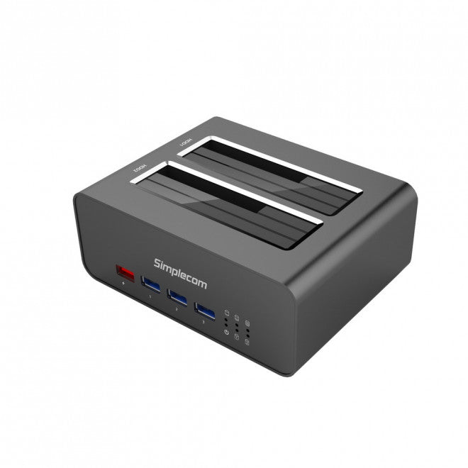 Simplecom SD352 USB 3.0 to Dual SATA Aluminium Docking Station with 3-Port Hub and 1 Port 2.1A USB Charger Simplecom SD352 USB 3.0 to Dual SATA Aluminium Docking Station with 3-Port Hub and 1 Port 2.1A USB Charger
